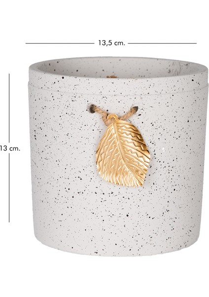 Seramik Saksı Gold Yaprak Aksesuarlı Beyaz 13,5X13 Cm. indirimleri