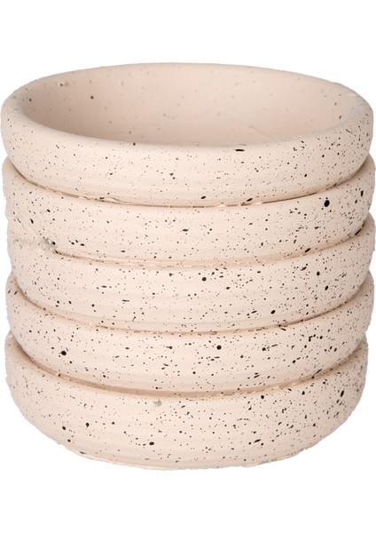 Beton Saksı Yatay Kabartma Çizgili Krem 7,5x7 Cm.