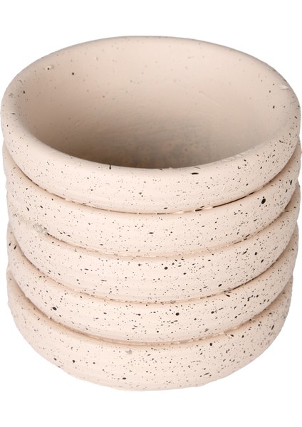 Beton Saksı Yatay Kabartma Çizgili Krem 7,5x7 Cm. modelleri