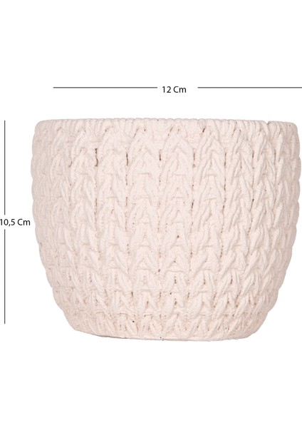 Beton Saksı Örgü Desenli Krem 12X10,5 Cm. indirimleri