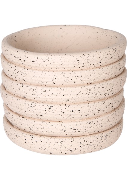 Beton Saksı Yatay Kabartma Çizgili Krem 10X8 Cm.