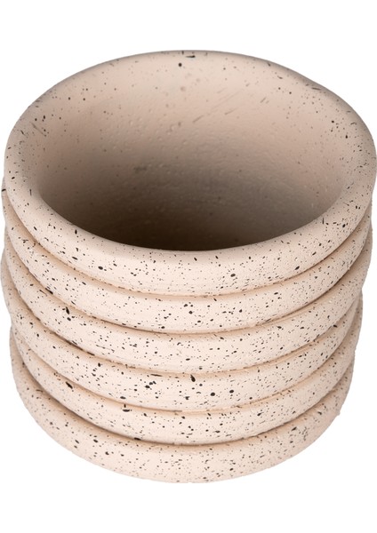 Beton Saksı Yatay Kabartma Çizgili Krem 10X8 Cm. modelleri