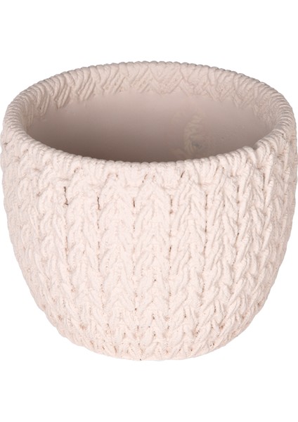 Beton Saksı Örgü Desenli Krem 11X8,5 Cm. modelleri