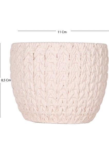 Beton Saksı Örgü Desenli Krem 11X8,5 Cm. indirimleri