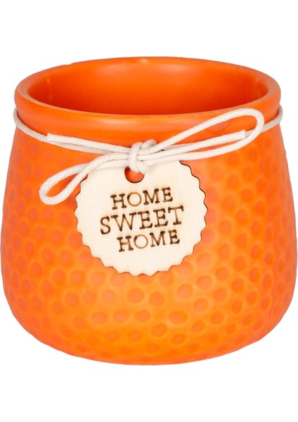 Seramik Saksı Home Sweet Home Aksesuarlı Turuncu 8,5x7 Cm.