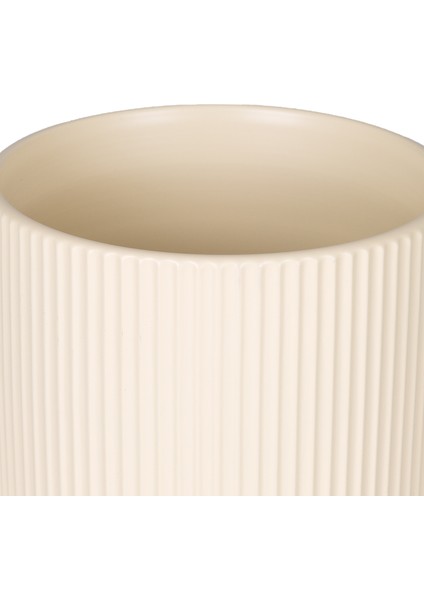 Seramik Saksı Dikey Kabartma Çizgili Krem 12,5X12 Cm. fiyatları