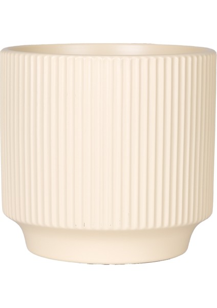 Seramik Saksı Dikey Kabartma Çizgili Krem 12,5X12 Cm. fırsatları