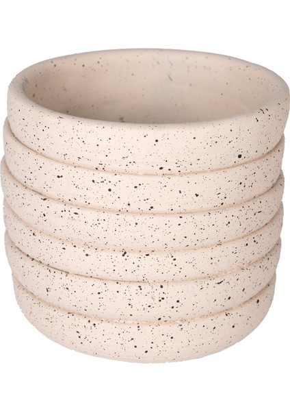 Beton Saksı Yatay Kabartma Çizgili Krem 12X10 Cm.