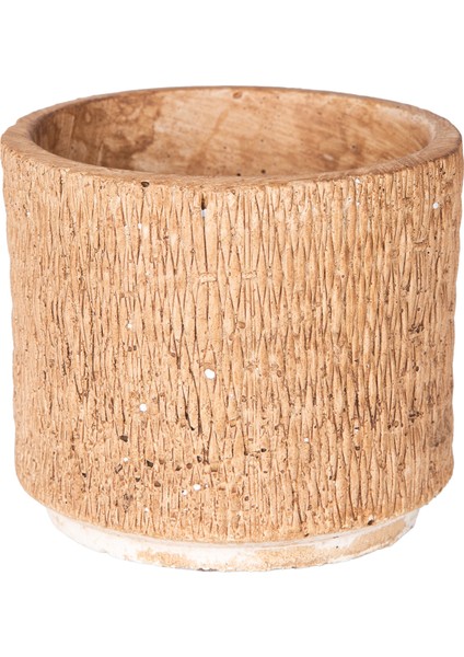 Beton Saksı Hasır Desenli Kahverengi 10X9 Cm.