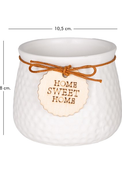 Seramik Saksı Home Sweet Home Aksesuarlı Beyaz 10,5x8 Cm. fırsatları