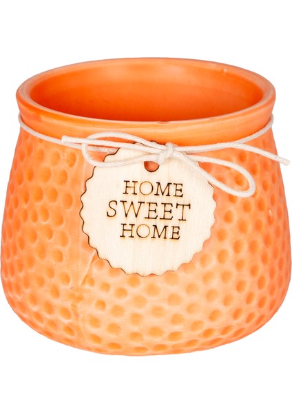 Seramik Saksı Home Sweet Home Aksesuarlı Turuncu 10,5x8 Cm.
