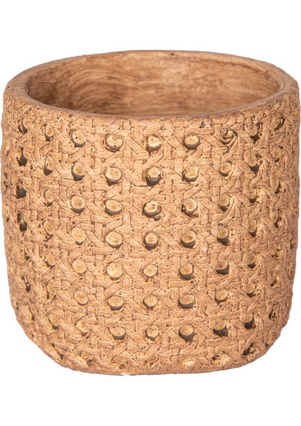 Beton Saksı Hasır Desenli Kahverengi 11X10 Cm.