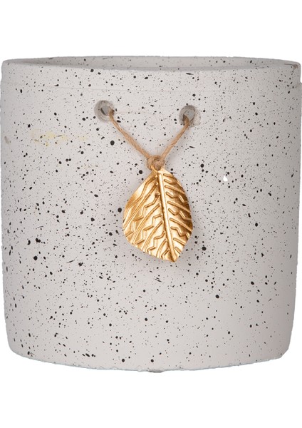 Seramik Saksı Gold Yaprak Aksesuarlı Beyaz 10,5X10,2 Cm. fırsatları
