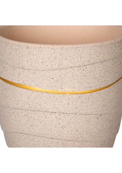 Seramik Saksı Gold Şeritli Bej 12X11,5 Cm. fiyatları