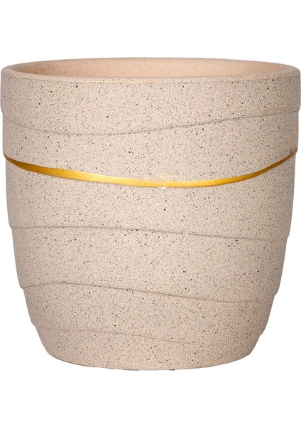 Seramik Saksı Gold Şeritli Bej 12X11,5 Cm. modelleri