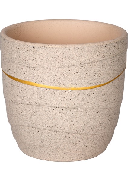 Seramik Saksı Gold Şeritli Bej 12X11,5 Cm. fırsatları