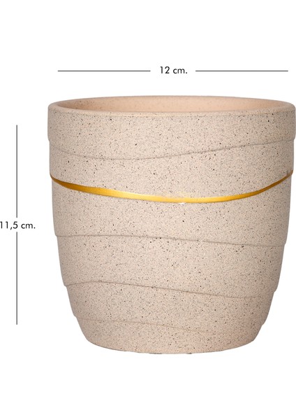 Seramik Saksı Gold Şeritli Bej 12X11,5 Cm. indirimleri
