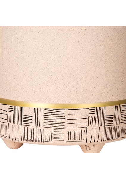 Seramik Saksı Gold Şeritli Desenli Bej 12X10 Cm. modelleri