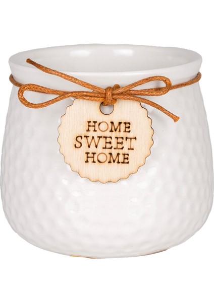 Seramik Saksı Home Sweet Home Aksesuarlı Beyaz 8,5x7 Cm. modelleri