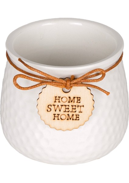 Seramik Saksı Home Sweet Home Aksesuarlı Beyaz 8,5x7 Cm. fırsatları