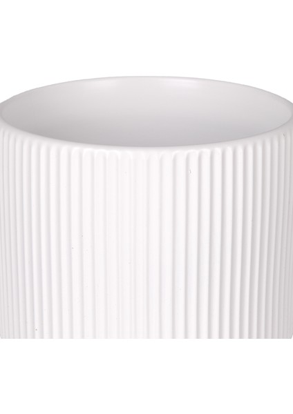 Seramik Saksı Dikey Kabartma Çizgili Beyaz 12,5X12 Cm. fiyatları