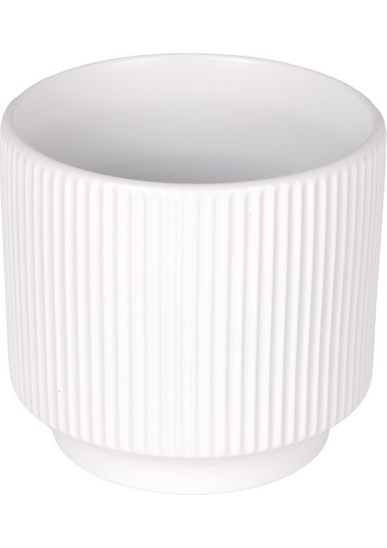 Seramik Saksı Dikey Kabartma Çizgili Beyaz 12,5X12 Cm. fırsatları