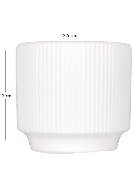 Seramik Saksı Dikey Kabartma Çizgili Beyaz 12,5X12 Cm. indirimleri