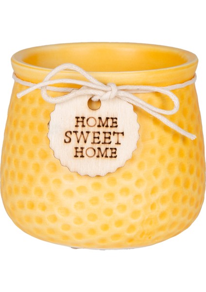 Seramik Saksı Home Sweet Home Aksesuarlı Sarı 8,5x7 Cm.