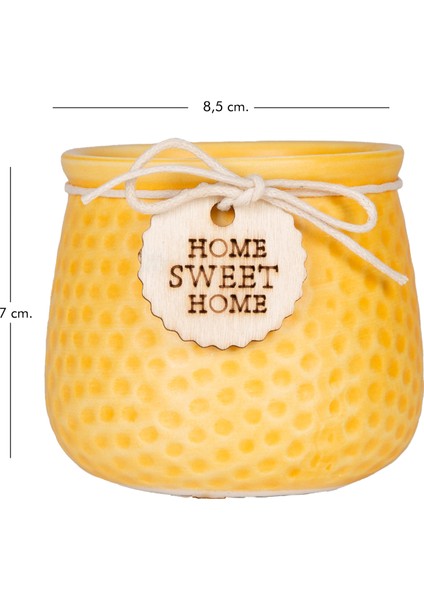 Seramik Saksı Home Sweet Home Aksesuarlı Sarı 8,5x7 Cm. indirimleri