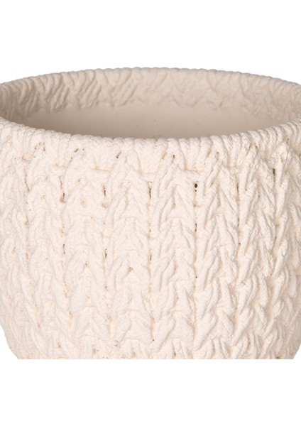 Beton Saksı Örgü Desenli Beyaz 12X10,5 Cm. fiyatları