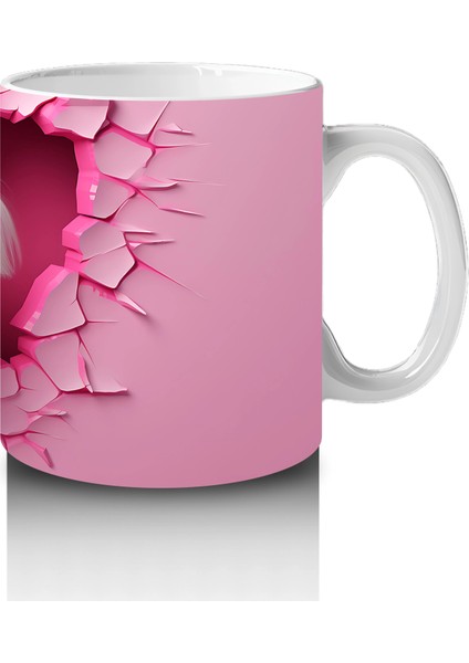 Pembe Çatlak Duvar Arasında Gülümseyen Beyaz Terrier - Baskılı Kahve Kupası fırsatları