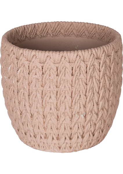 Beton Saksı Örgü Desenli Kahverengi 14X13 Cm.