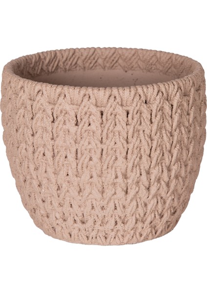 Beton Saksı Örgü Desenli Kahverengi 11X8,5 Cm.