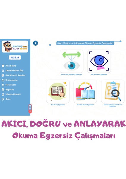 İLKOKUL Okuma, Dikkat ve Hafıza Geliştirme Yazılım Uygulaması modelleri