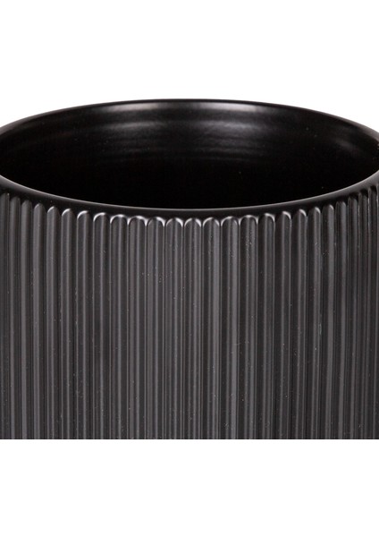 Seramik Saksı Dikey Kabartma Çizgili Siyah 12,5X12 Cm. fiyatları