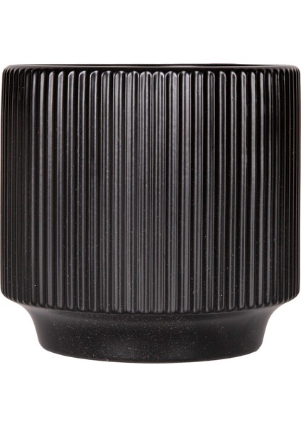 Seramik Saksı Dikey Kabartma Çizgili Siyah 12,5X12 Cm. fırsatları
