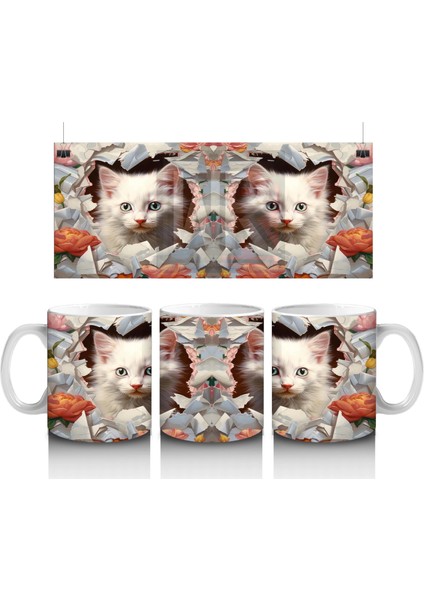 Çiçekler Arasında Yavru Kediler – Baskılı Kahve Kupası