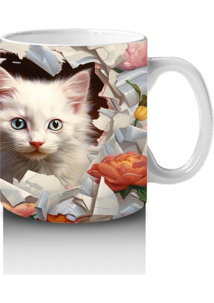 Çiçekler Arasında Yavru Kediler – Baskılı Kahve Kupası fırsatları