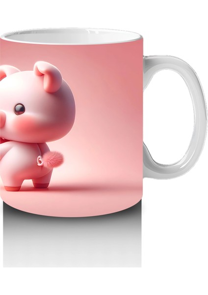 Kalpli Zemin Üzerinde Sevimli Domuzcuklar - Baskılı Kahve Kupası fırsatları