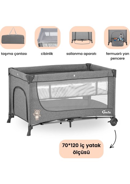 Lindo Oyun Parkı Park Yatak Bebek Beşik 70x120 Cm
