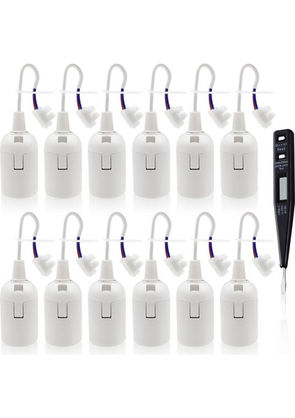 Lamba Tutucu E27 12 Parça Şantiye Prizi Kablolu E27 Priz Şantiye Prizi Voltaj Test Cihazı ile (Yurt Dışından)