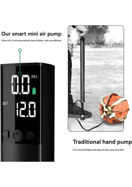 Elektrikli Top Pompası, Spor Topları Için Taşınabilir Top Pompası Basınç Ölçer ve LED Işıklı Elektrikli Basketbol Pompası (Yurt Dışından)