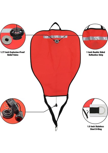 Tüplü Dalış Naylon Kaldırma Çantası, Açık Tabanlı Yüksek Görünürlüklü Yüzdürme Çantası, Kurtarma Çantası Şamandıra Şamandırası (Kırmızı) (Yurt Dışından) modelleri