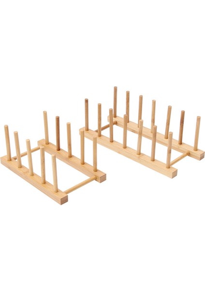 2 Adet Bambu Tabak Tabak Kase Dak Kitap Tencere Kapak Kesme Tahtası Kurutma Rafı Standı Süzgeç Depolama Tutucu Düzenleyici Bulaşık Rafı (Yurt Dışından)