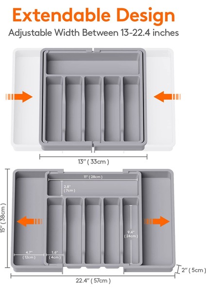 Çatal Bıçak Takımı Çekmecesi Düzenleyici Mutfak Için Genişletilebilir Gereç Tepsisi, Ayarlanabilir Gümüş ve Sofra Takımı Tutucu (Yurt Dışından) fiyatları