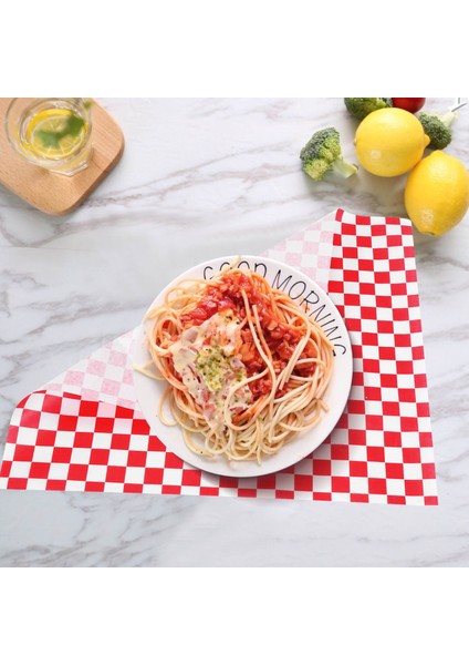 100 Pcs Kareli Şarküteri Şeker Sepeti Astarı Gıda Ambalaj Kağıtları, Yağ Kovucu, Sandviç Burger Ambalajı, Kırmızı ve Beyaz (Yurt Dışından) fırsatları