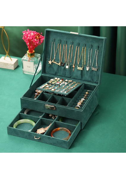 Mücevher Kutusu Düzenleyici, Çekmece Kilidi ile Büyük Kolye Mücevher Saklama Düzenleyici Kadın Mücevher Sergileme Tutucu Kutusu (Yurt Dışından) modelleri