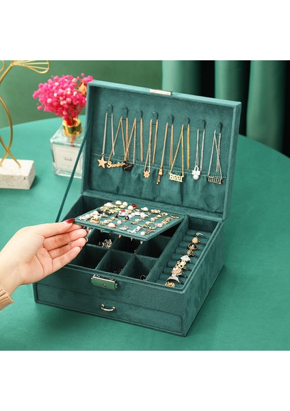 Mücevher Kutusu Düzenleyici, Çekmece Kilidi ile Büyük Kolye Mücevher Saklama Düzenleyici Kadın Mücevher Sergileme Tutucu Kutusu (Yurt Dışından) fırsatları