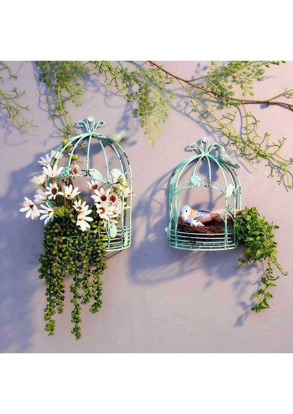Vintage Ülke Duvar Asılı Tel Demir Yarım Kuş Kafesi Saksı Bahçe Dekorasyon Retro Kuş Kafesi Depolama Rafı Pot A (Yurt Dışından) fırsatları