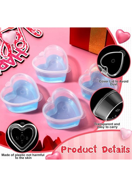 100 Adet 2.4 Oz Sevgililer Günü Kalp Şeklinde Kaplar Kapaklı Plastik Kutu Tekrar Kullanılabilir Küçük Porsiyon Dakları (Yurt Dışından) fırsatları